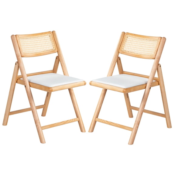 SAFAVIEH Couture Shaylie Modern Linen Solid Folding Dining Chair, Natural/White (Set of 2)