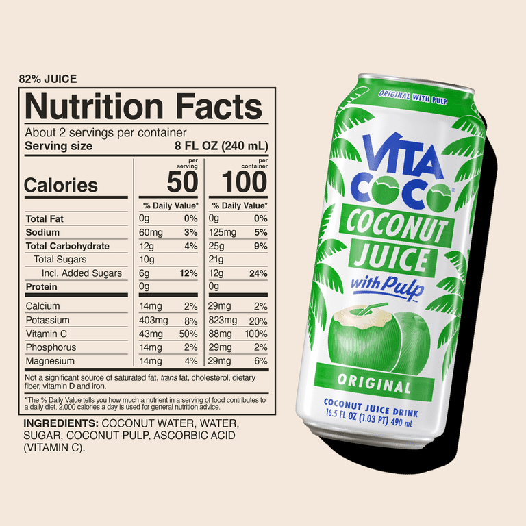 Vita Coco Coconut Juice Original with Pulp, 16.5 fl oz, 6 Pack photo 7