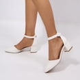 thumbnail image 5 of LuckLilac Women's Round Toe Pumps Ankle Strap Low Buckle Block Heel Sandals Dress Wedding Office Party Shoes, 5 of 5
