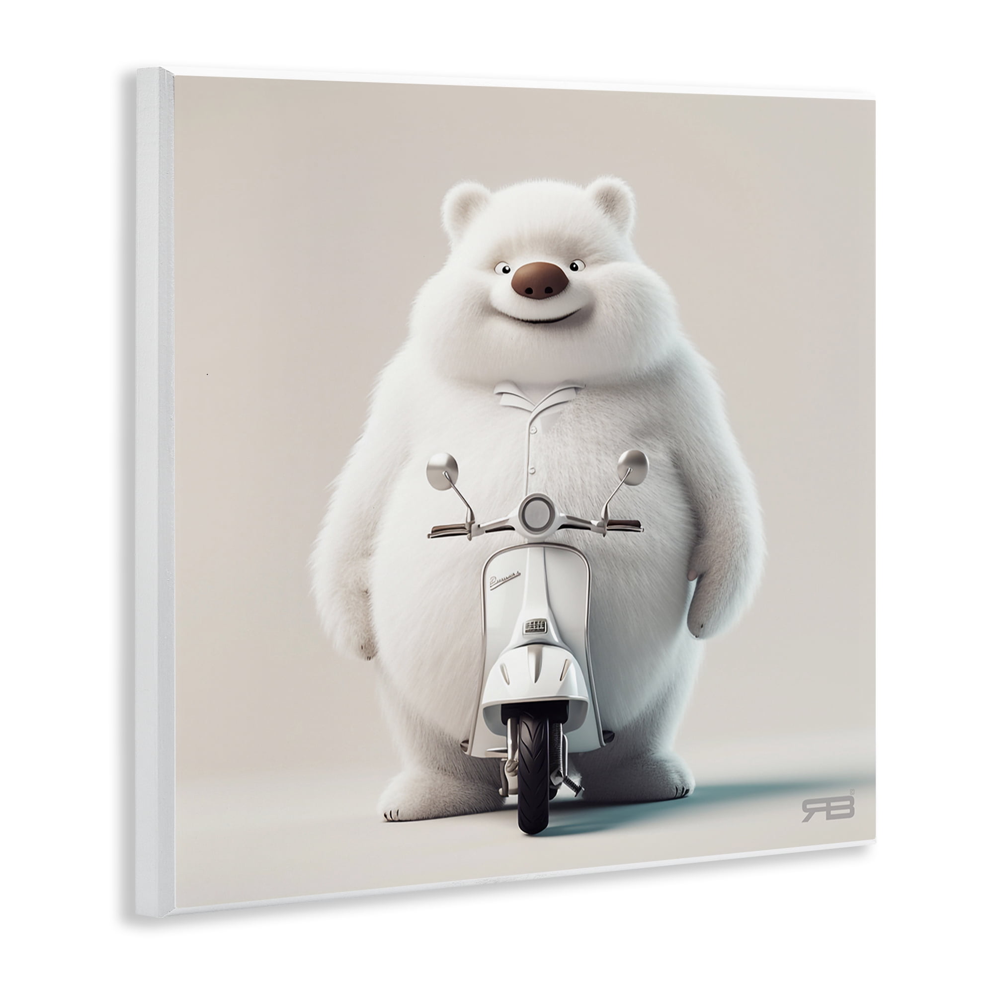 Stupell Industries Funny Bear with Scooter Animals Painting Unframed Art Print Wall Art, 12 x 12