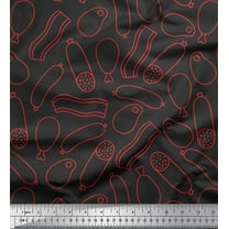 Soimoi Gray Cotton Voile Fabric Leg Piece & Hotdog Food Printed Fabric 1 Yard 42 Inch Wide