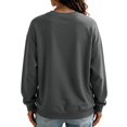thumbnail image 3 of Women's Crewneck Sweatshirts Solid Color Long Sleeve Tops Drop Shoulder Loose Fit Pullovers Minimalist Autumn Winter Attire, 3 of 4