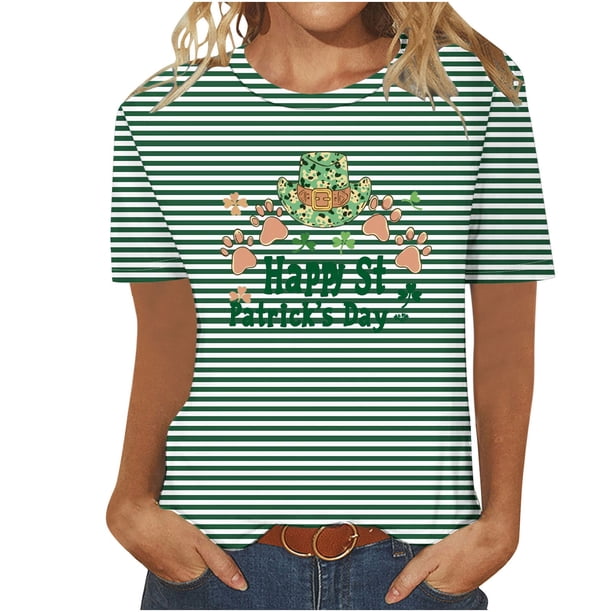 Camisetas Casuales de Mujer Nueva Moda Impresa Cuello Tripulado Manga Corta, Top Ligero para Diario Y Fiesta