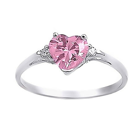 - Patsy: 0.81ct Heart Cut Pink Sapphire Ice CZ Promise Friendship Ring sz 4.0
