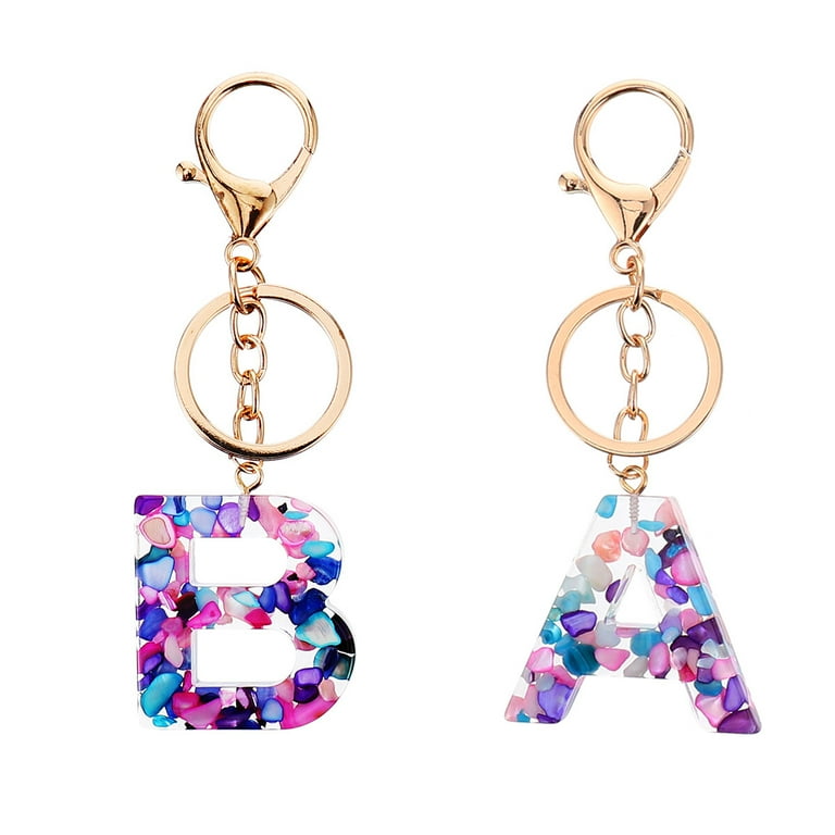 Alphabet A B Key Chain 2pcs Alphabet Keyrings A B Letter Key Rings Colorful Key Chain Pendants for Girl