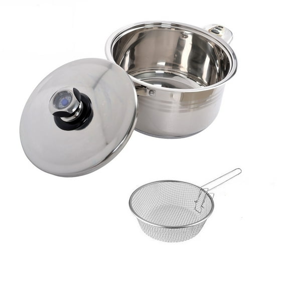i Kito 6qt Deep Fryer Pot with Basket & Lid, Stainless Steel Pasta Soup Pot