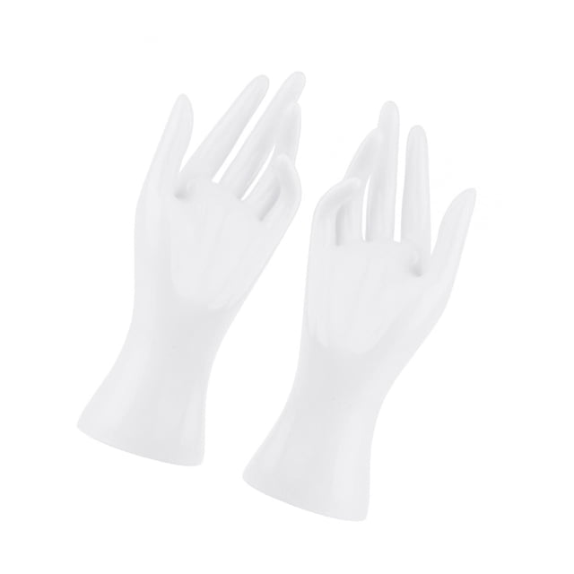 Decodeary 1Pair Female Mannequin Hand Multifunctional for Ring Finger Props Photograph White Height 8.46 Inch 1Set
