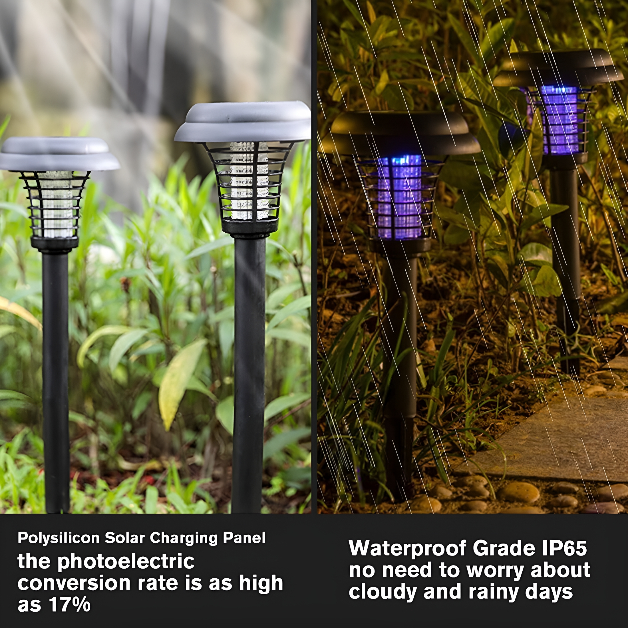 HIBIBUD 4PCS Solar Powered Zapper Lamp Light Outdoor Mosquito Fly Bug Insect Killer Trap Garden for Home Daily Life