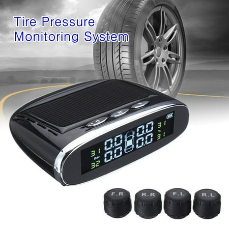 Waterproof 4 Sensors TPMS Solar Tire Pressure Monitoring System Car Auto HD Digital LCD Monitor Wireless