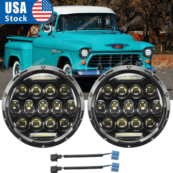 2Pcs 7" Inch LED Headlight Parts round Hi-Lo Beam For Chevy Pickup Truck 3100