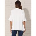 thumbnail image 3 of DARING DIVA Women's Casual Button Down Tunic Tops with Ruffle Cuffs XS White, 3 of 6