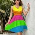 thumbnail image 3 of PLAIN SOLID NEON FLUORESCENT RAINBOW STRIPES 5 COLORS Dress Summer Street Style Dresses Female Sleeveless Printed Sundress, 3 of 7