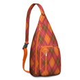 thumbnail image 1 of Striped & Checkered Fusion Sling Backpack - Unique Pattern Crossbody Bag, Stylish Pack for Urban Explorers, 1 of 4
