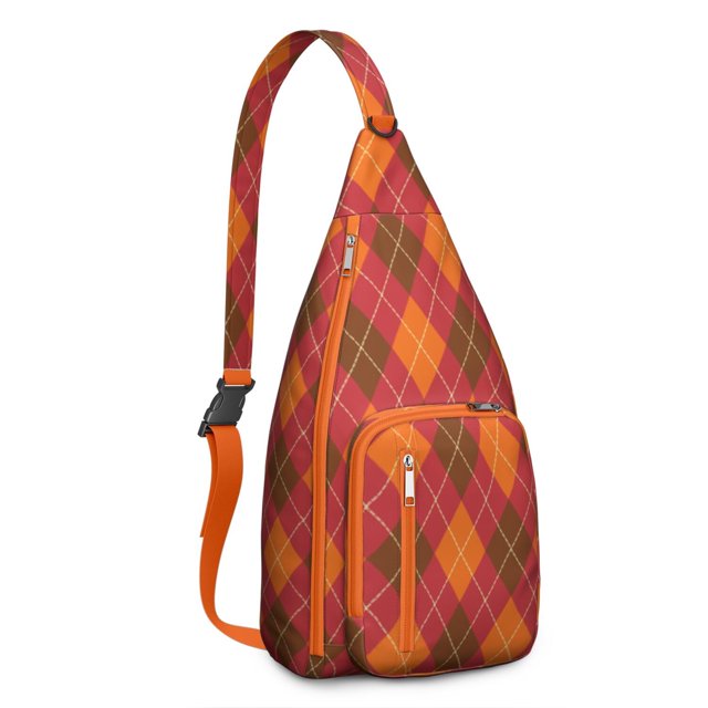 Striped & Checkered Fusion Sling Backpack - Unique Pattern Crossbody Bag, Stylish Pack for Urban Explorers