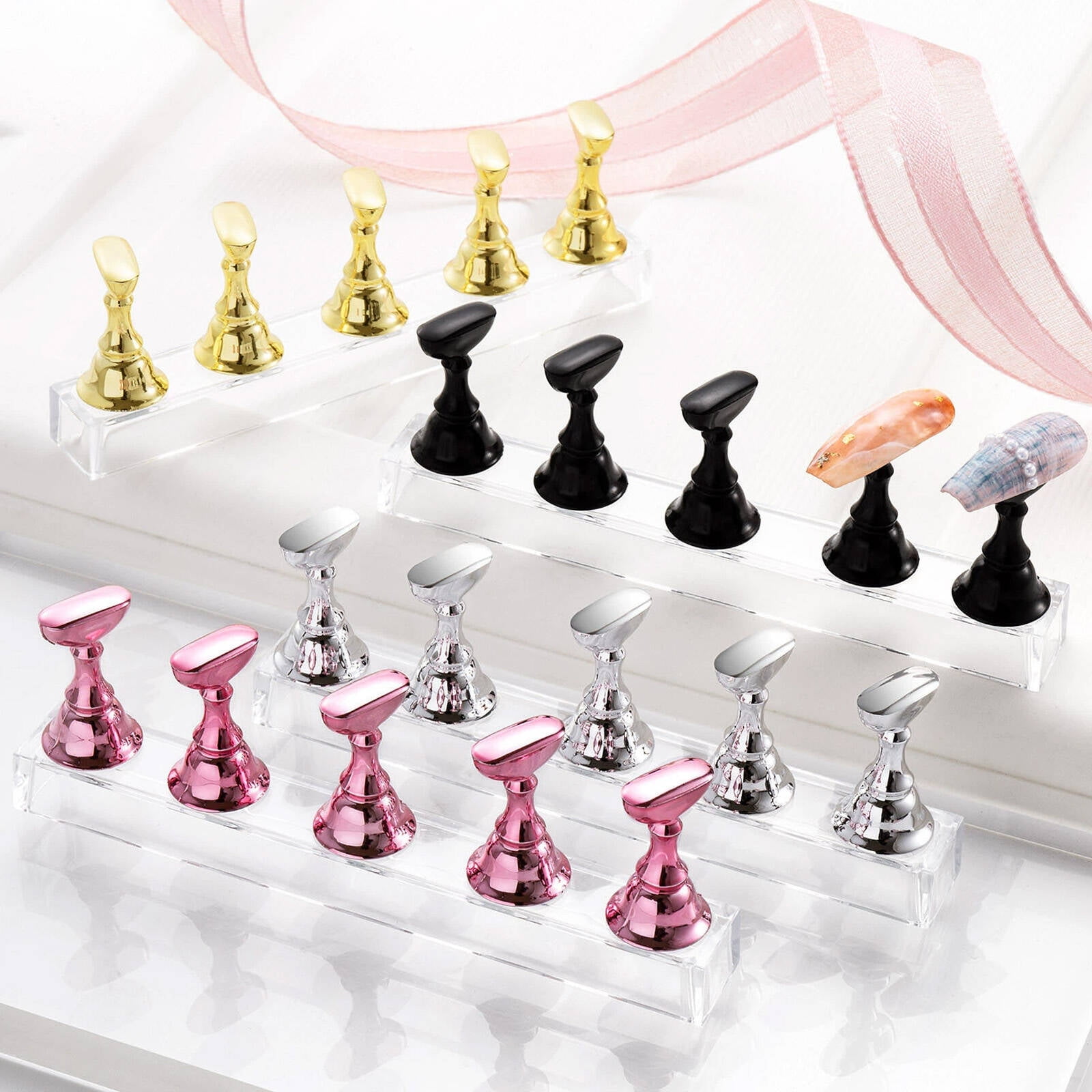 RAGUPEL Nail Stand,Nail Holder,Nail Tip Practice Holder,Pink
