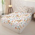 thumbnail image 3 of Manfei Boho Dachshund Zipper Twin Comforter Sets with Fitted Sheet and 2 Pillowcases, Retro Garden Bloom Zipper Bedding Set, Beige White, Reversible, 4 Pieces, 3 of 7