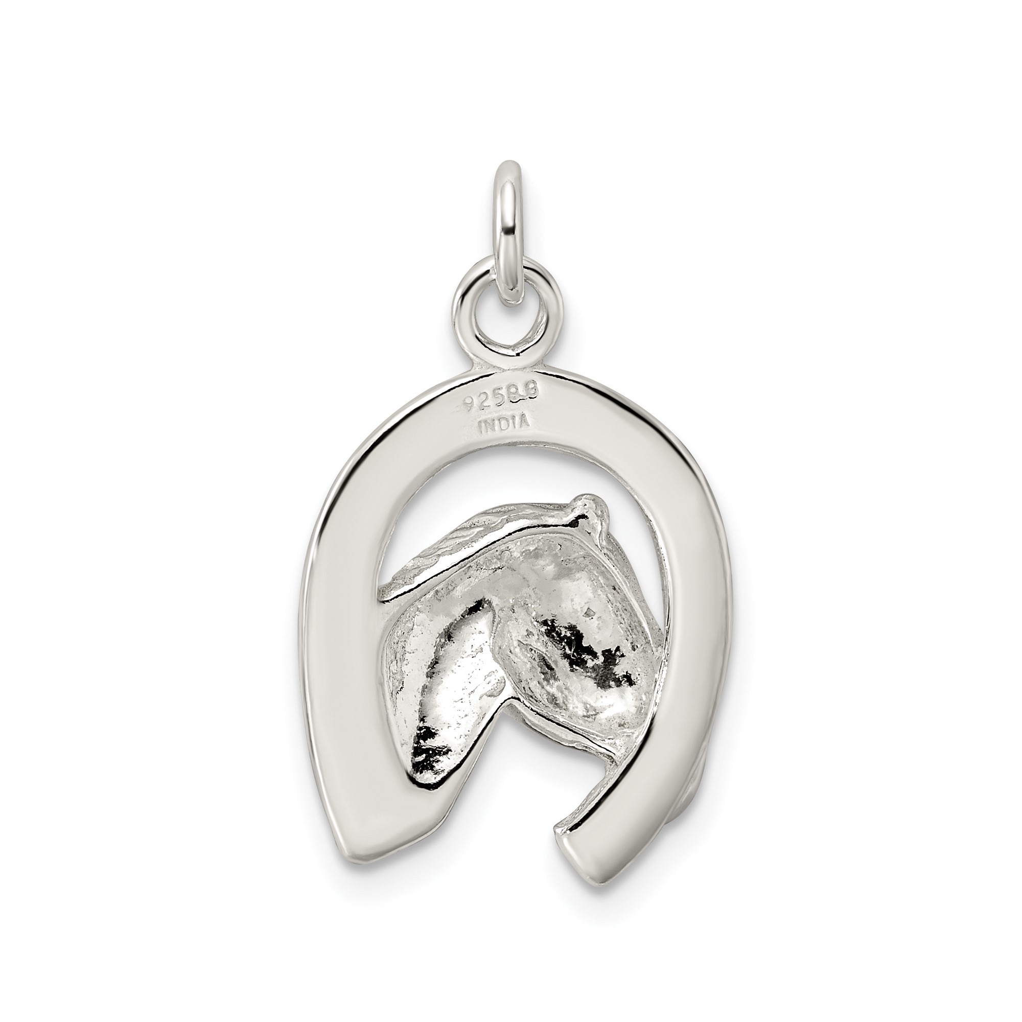 Sterling Silver Horse Head Pendant with Horseshoe Design, Equestrian Necklace for Women or Unisex, Western Style Symbolizing Strength, Luck, and Horse Connection