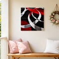 thumbnail image 5 of Canvas Wall Art Black Red Circle Canvas Art Print Geometric Lines Pictures Wall Decor for Living Room Bedroom Artwork Decorations Stretched Framed Ready to Hang 10"x10", 5 of 9