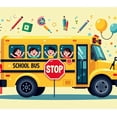 thumbnail image 4 of LUUFILx School Bus Banner Backdrop for Kids Party Decorations Classroom Background Photography Props Birthday Decors Event Supplies Playroom, 4 of 7