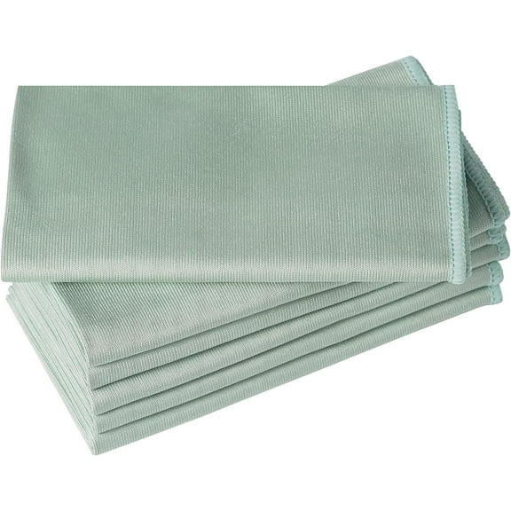5 Pack Microfiber Glass Cleaning Cloth, 16 Inch X 16 Inch, Lint Free Quickly Clean Window, Glasses, Windshields, Mirrors, and Stainless Steel, Blue