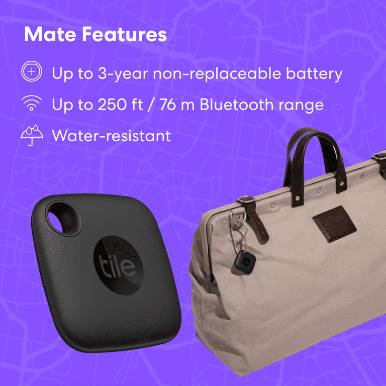 Tile Mate (2022) - 1 Pack - Black - Bluetooth Tracker, Keys