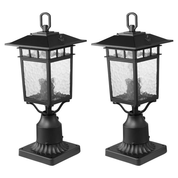 CAFORKP 2-Pack Dusk to Dawn Outdoor Lamp Post Lights - 15.75" Pole Mount, Weatherproof Fixtures