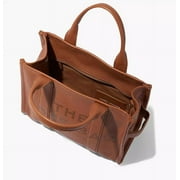 Marc Jacobs Womens One Size Full Grain Leather Solid Print Tote Bag, Argan Oil