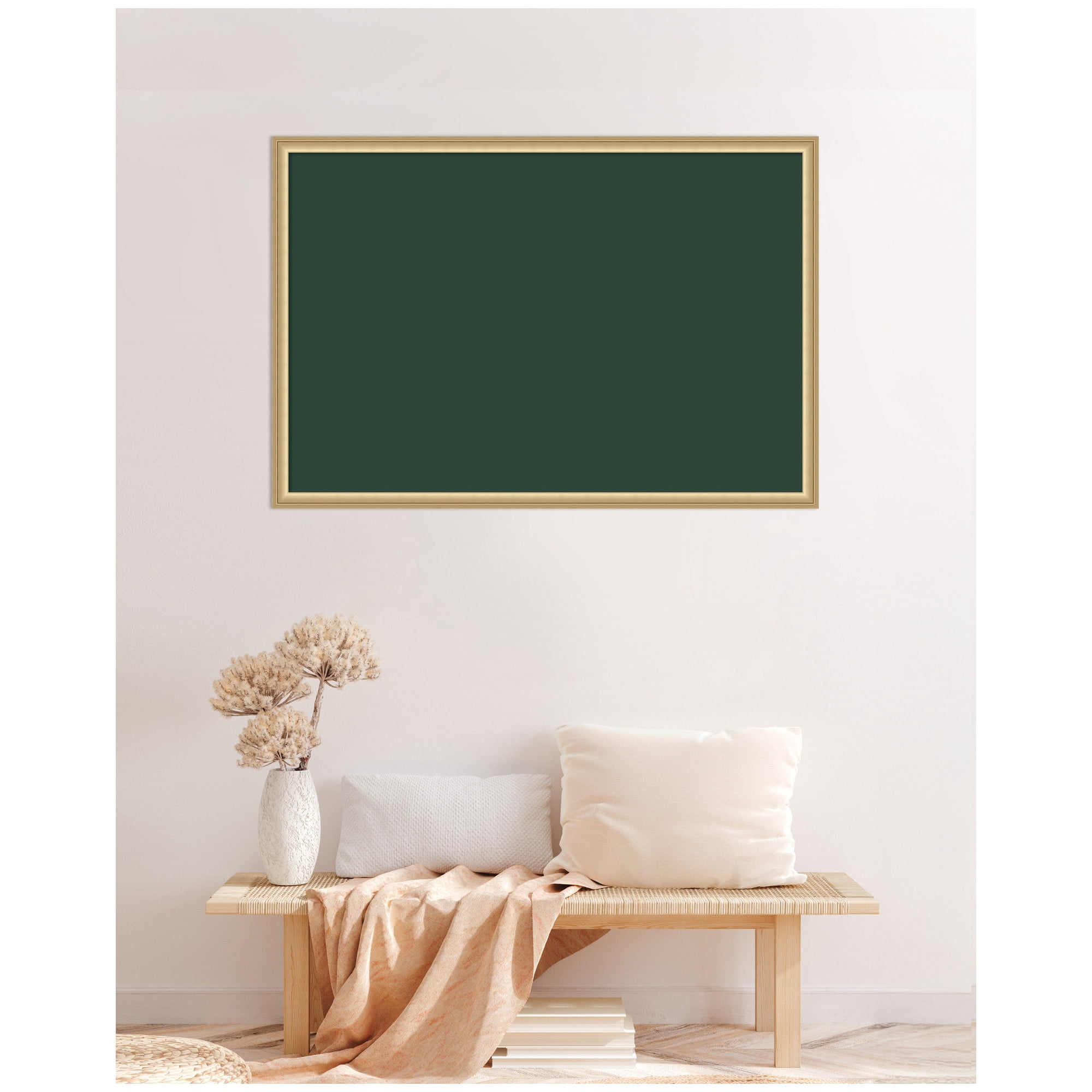 Kate and Laurel Framed Fabric Pinboard 38 x 26,  Printed Linen Classic Bulletin Board for Use as a Vision Board or Wall Organization, Florence Gold Frame