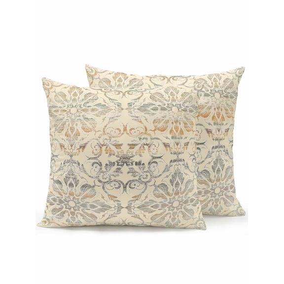 Waterproof Outdoor Throw Pillows with Inserts 16"x16" Set of 2, Bohemian Floral Soft Decorative Pillowcases for Couch Bedroom, Vintage Gradient European Line Pillow Covers for Sofa Living Room
