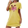 thumbnail image 1 of Tnhcen Robe de Nuit Imprimé Cœur Romantique pour Femmes Grande Taille Manches Courtes Col Rond Robe Courte Polyester Spandex Doux P-2TG pour Maison/détente, 1 of 3