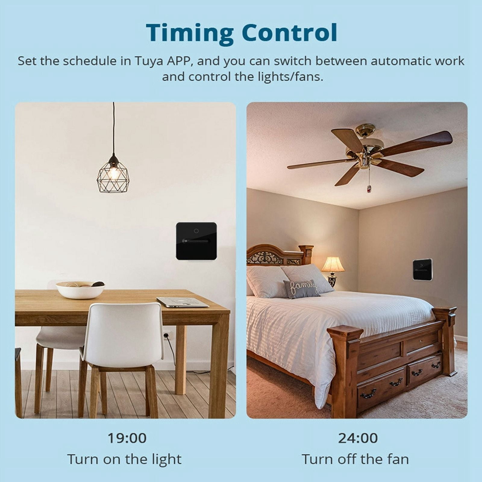Zigbee Smart Fan Light Switch 1 Gang Touch Control with Slider Control Fan Speed Neutral Required Work with Tuya APP B
