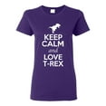 thumbnail image 1 of Ladies Keep Calm And Love T-Rex Dinosaur Animal Lover T-Shirt Tee, 1 of 2