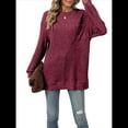 thumbnail image 3 of Camisa de Larga para Mujer, Suéter de Otoño, Túnica Informal, Top Holgado con Bolsillos. Vino Tinto L, 3 of 10