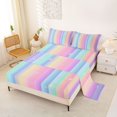 thumbnail image 2 of Manfei Cartoon Rainbow Bed Sheets, Dreamy Starry Sky Full Size Sheets, Blue Purple, 4-Piece, 1 Flat Sheet, 1 Fitted Sheet and 2 Pillowcases, 2 of 6