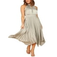 thumbnail image 3 of PENGXIANG Robe Midi Sans Manches à la Mode pour Femmes en Couleur Unie, 3 of 4