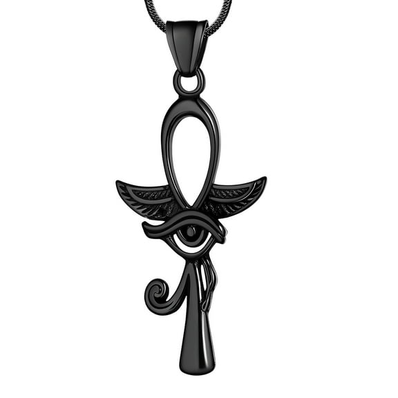 Jewmon Eye of Horus Ankh Cross Pendant Necklace for Men Women Egyptian Eye of Ra Protection Jewelry