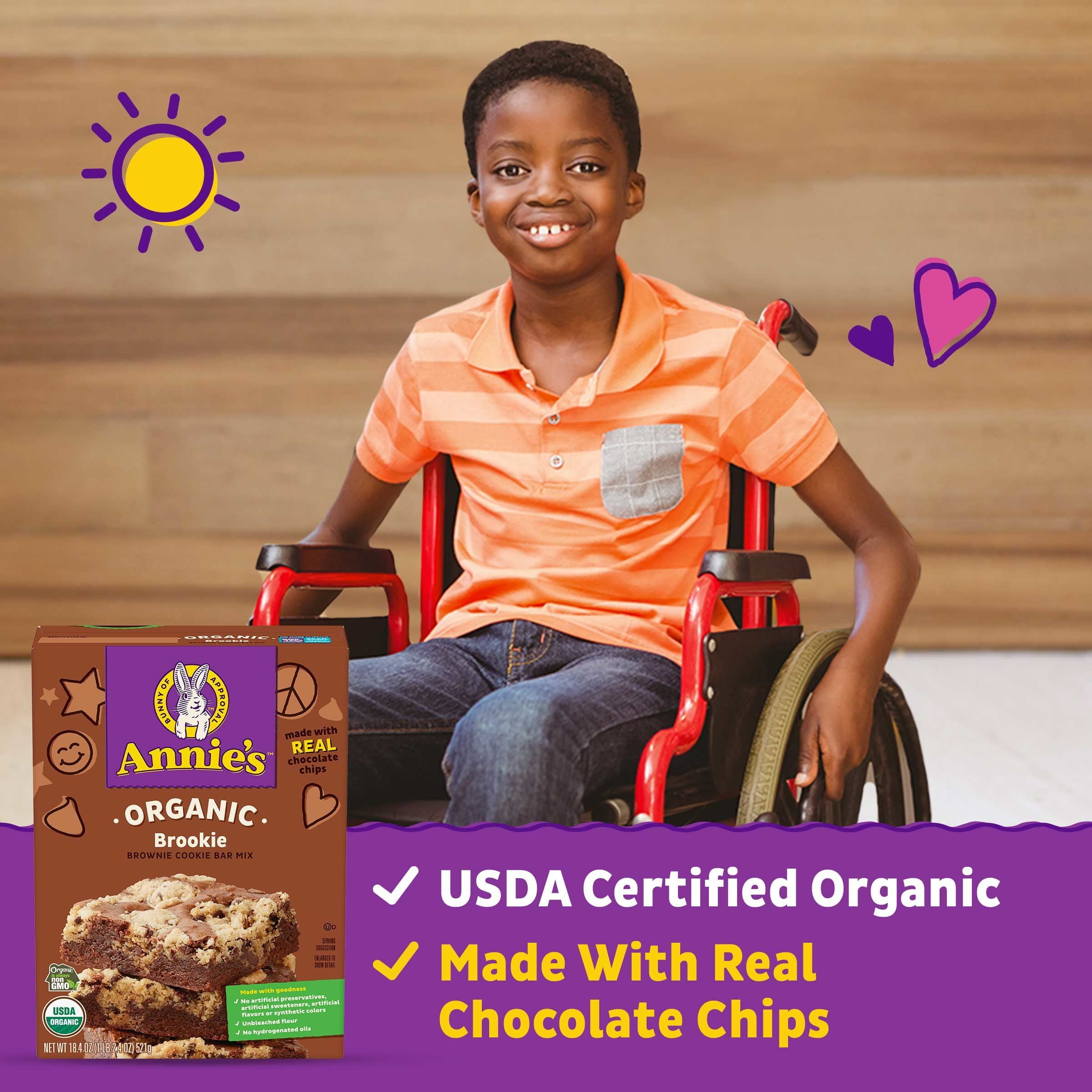 Annie's Organic Brookie Cookie Brownie Bar Baking Mix, Made With Real Chocolate Chips