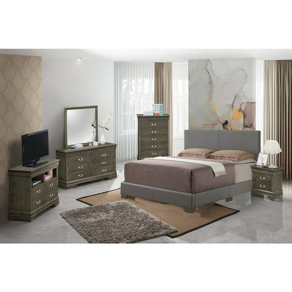 Glory Furniture Aaron Full Bed in Light Grey Color