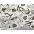 thumbnail image 3 of Soimoi Tissu Satin Modal Blanc Merle Américain, & Boules de Noël Imprimé 1 Yard 42 Pouces de Large, 3 of 3