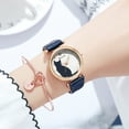thumbnail image 2 of Guodhu Cute Cat Pattern Analog Quartz Dial Leather Band Watch Casual Wrist Watches Gifts for Women Teen Student, 2 of 3