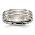 thumbnail image 1 of Titanium Grooved 6mm Brushed and Polished Band Ring 12 Size, 1 of 6