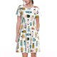 thumbnail image 1 of Easygdp Colorful Insects para Vestido Transpirable de Mujer, Vestido Suelto de Manga Corta con Pliegues y Bolsillos para el Verano, 1 of 6
