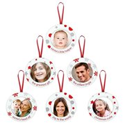 Pearhead Family Tree Ornament Set, Includes 6 Festive Christmas Holiday Ornaments, White