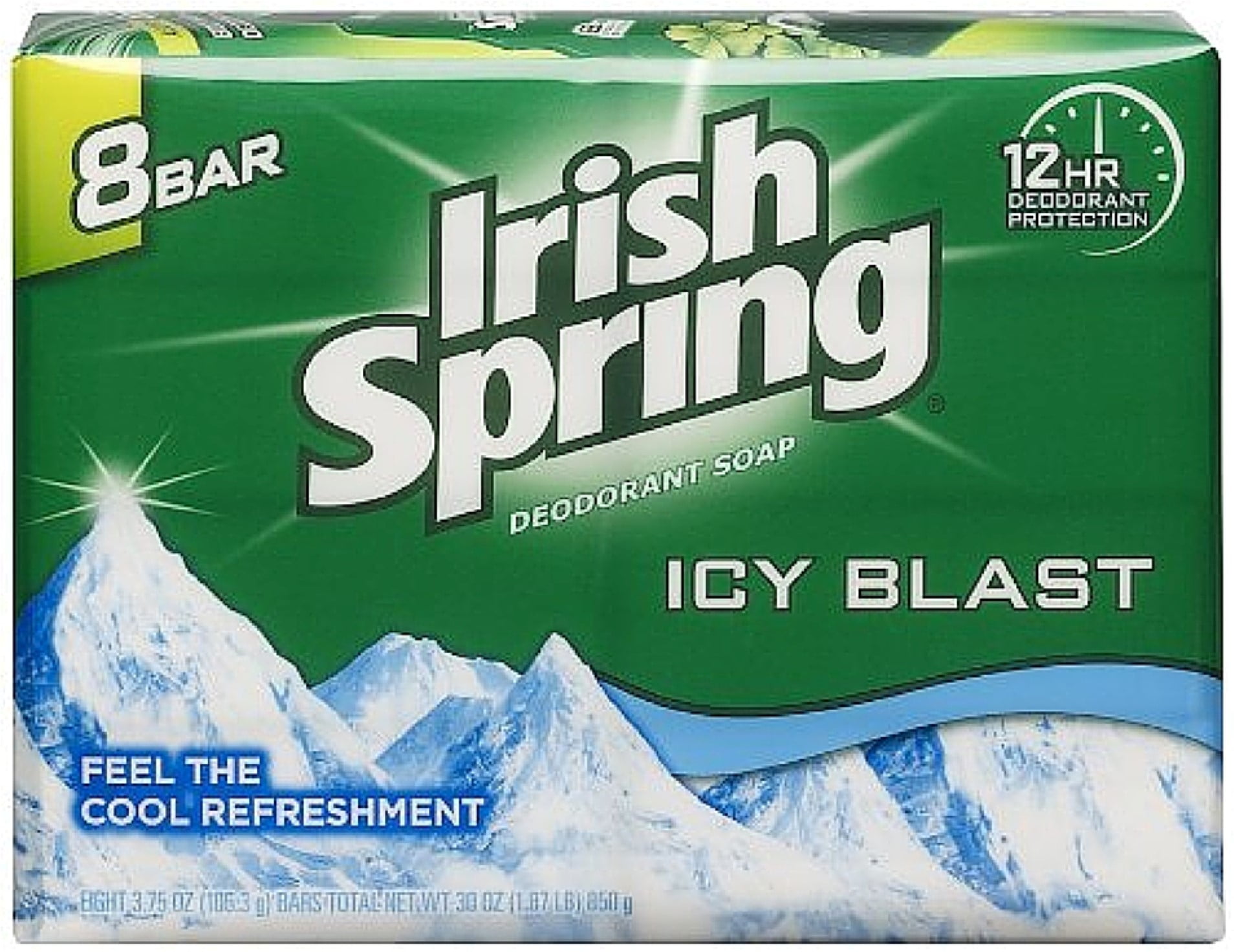Irish Spring Icy Blast Deodorant Bar Soap 3.75oz 8 Each (Pack of 6