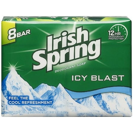 Irish Spring Icy Blast Deodorant Bar Soap 3.75oz 8 Each - (Pack of 6)