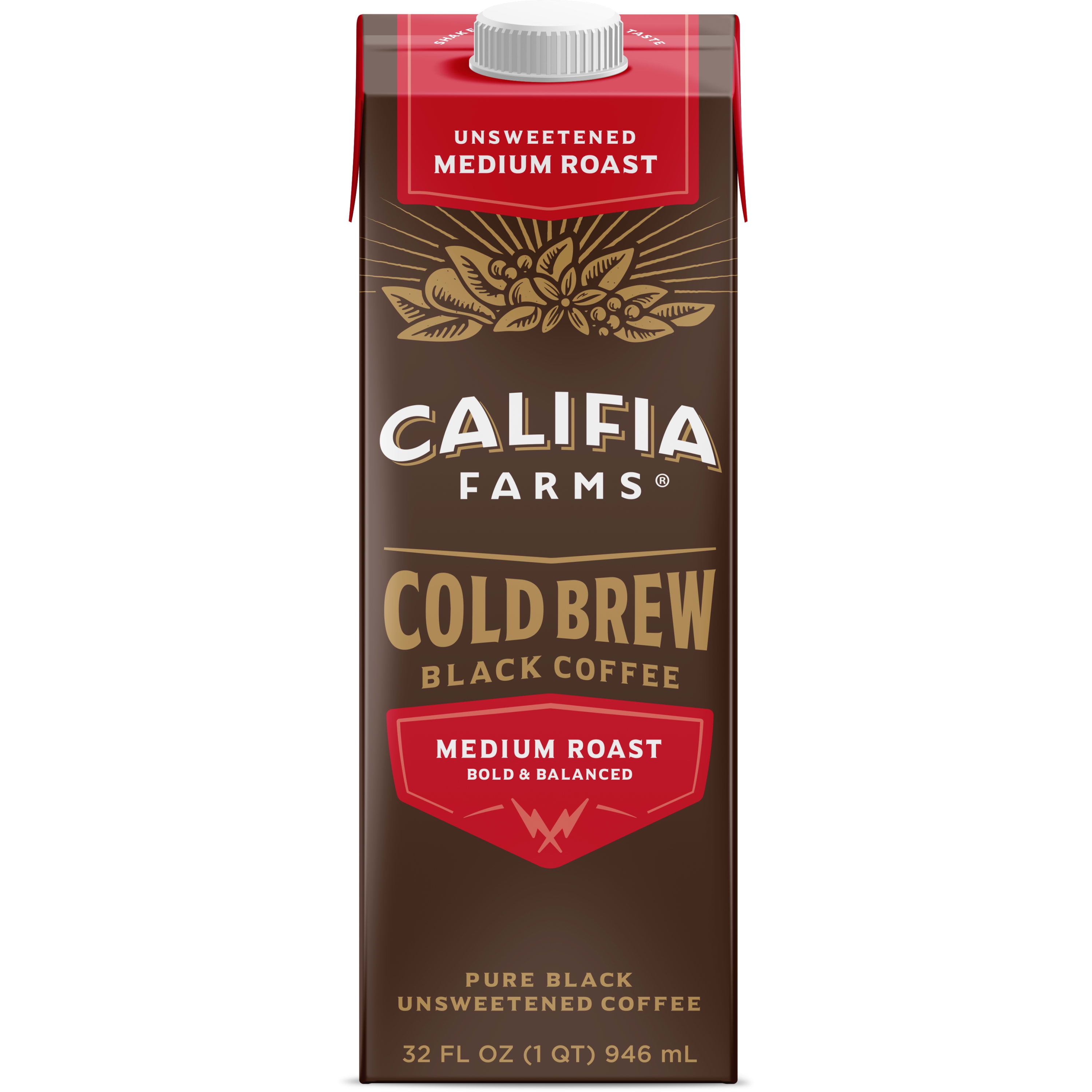 Califia Farms Pure Black Medium Roast Cold Brew Coffee 32 Fluid Ounces