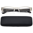 thumbnail image 2 of 3 Pairs Half Frame Reading Glasses Metal Semi Rimless Men Women Wide Arm Rectangular Metal Frame Reading Glasses in Case with Hard Case, 2 of 5