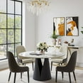 thumbnail image 4 of POVISON Modern Beige Dining Chair With PU Leather (Set of 4), Metal Legs, 4 of 10