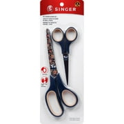 SINGER 8.5 Inch Fabric Scissors and 5.5 Inch Detail Craft Scissors with Paisley Polka Dot Printed Blades
