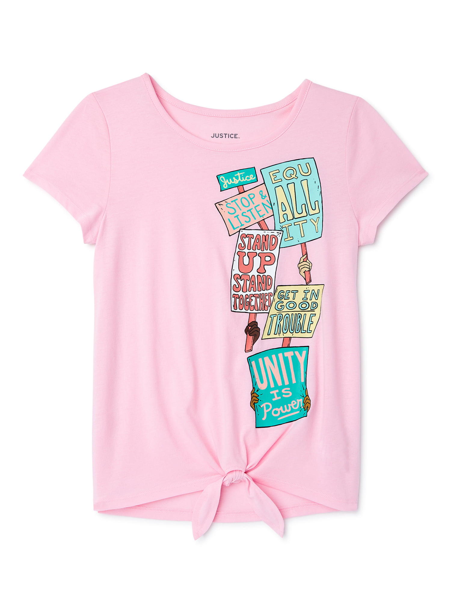 Justice Justice Girls Unity Tie Front T Shirt Sizes 5 18 And Plus